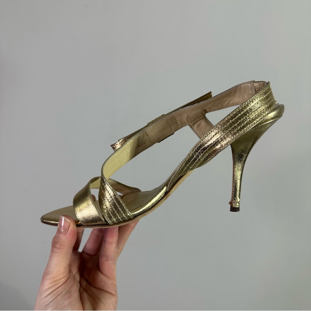 Kate Spade Metallic Gold High Heel Slingback Sandals - Picture 4 of 7